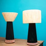 amber stripe drum lamp