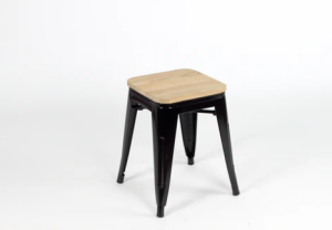 Paris Low Stool with Wood Seat