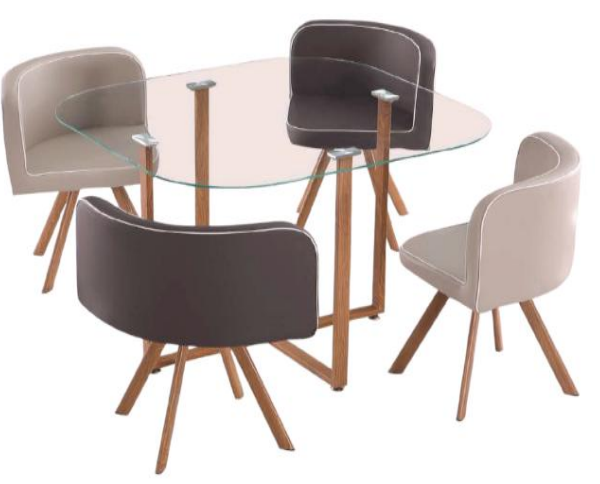 Teca 5pce DRS - Grey/Beige Glass Table